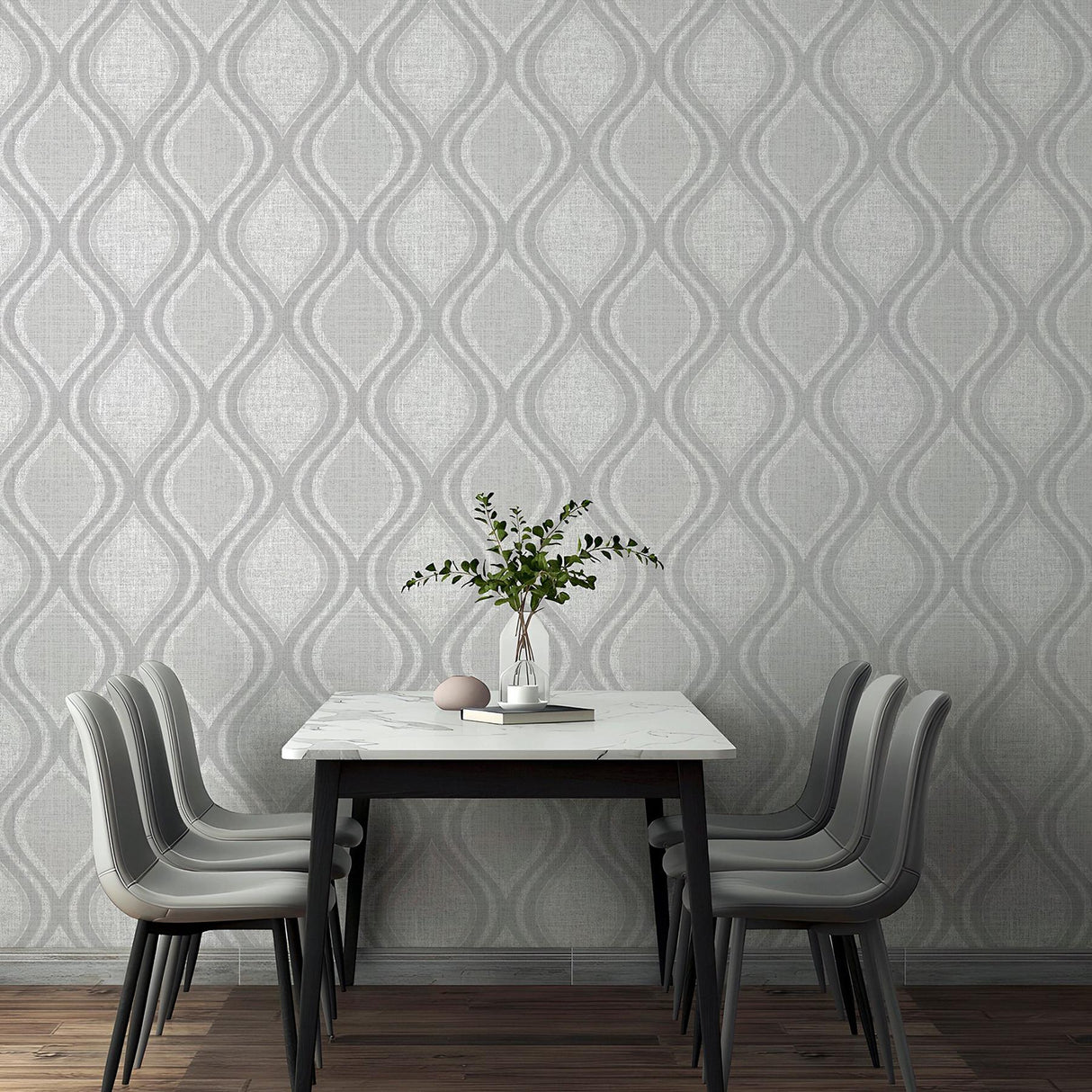 York Ignatius Grey Ogee Wallpaper