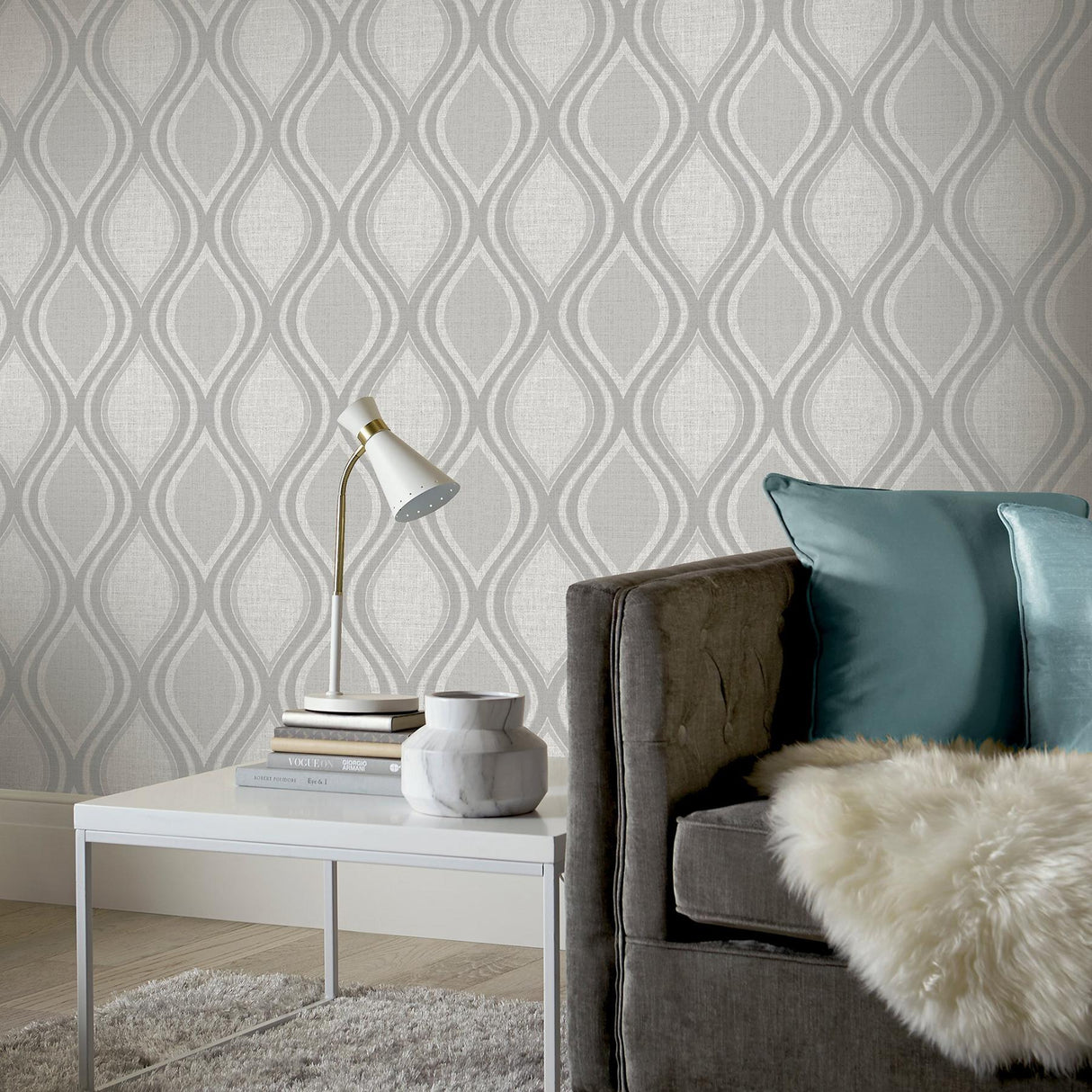 York Ignatius Grey Ogee Wallpaper