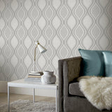 York Ignatius Grey Ogee Wallpaper