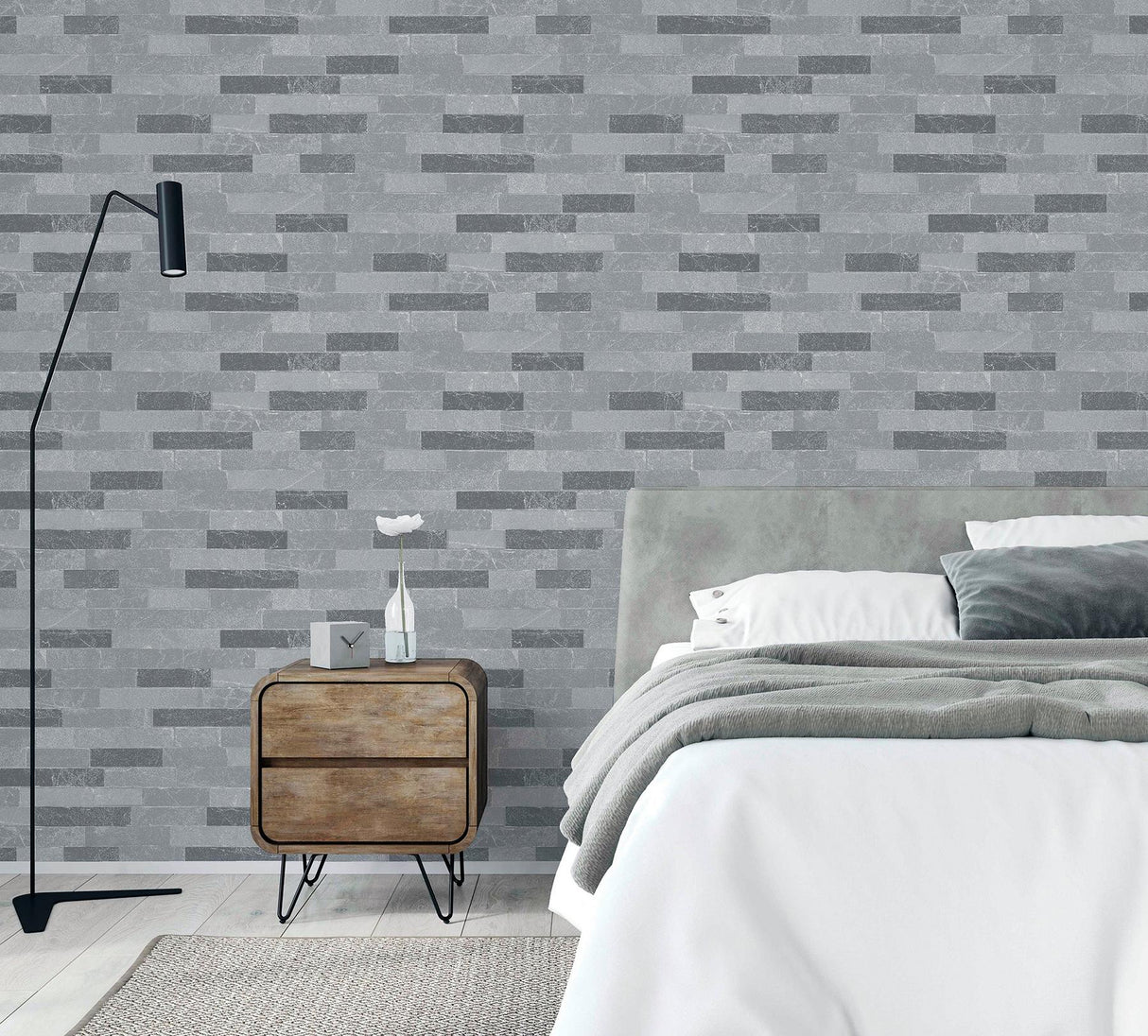 York Mortimer Grey Brick Wallpaper