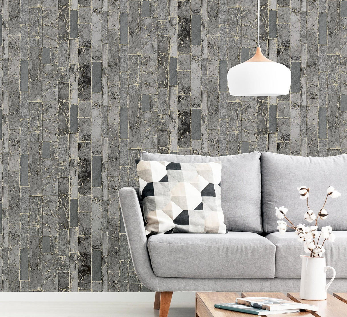 York Kintsugi Black Geometric Wallpaper