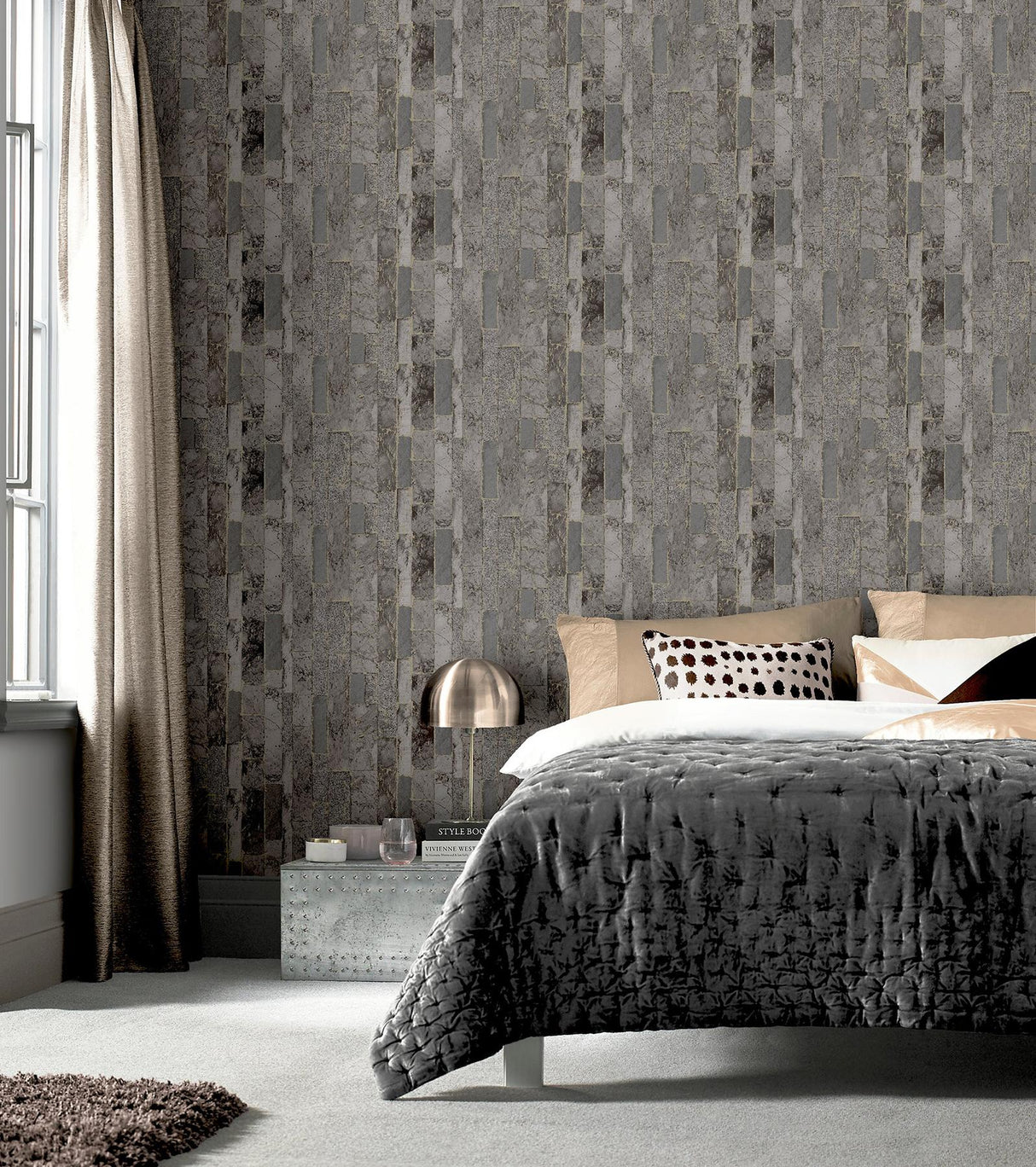 York Kintsugi Black Geometric Wallpaper