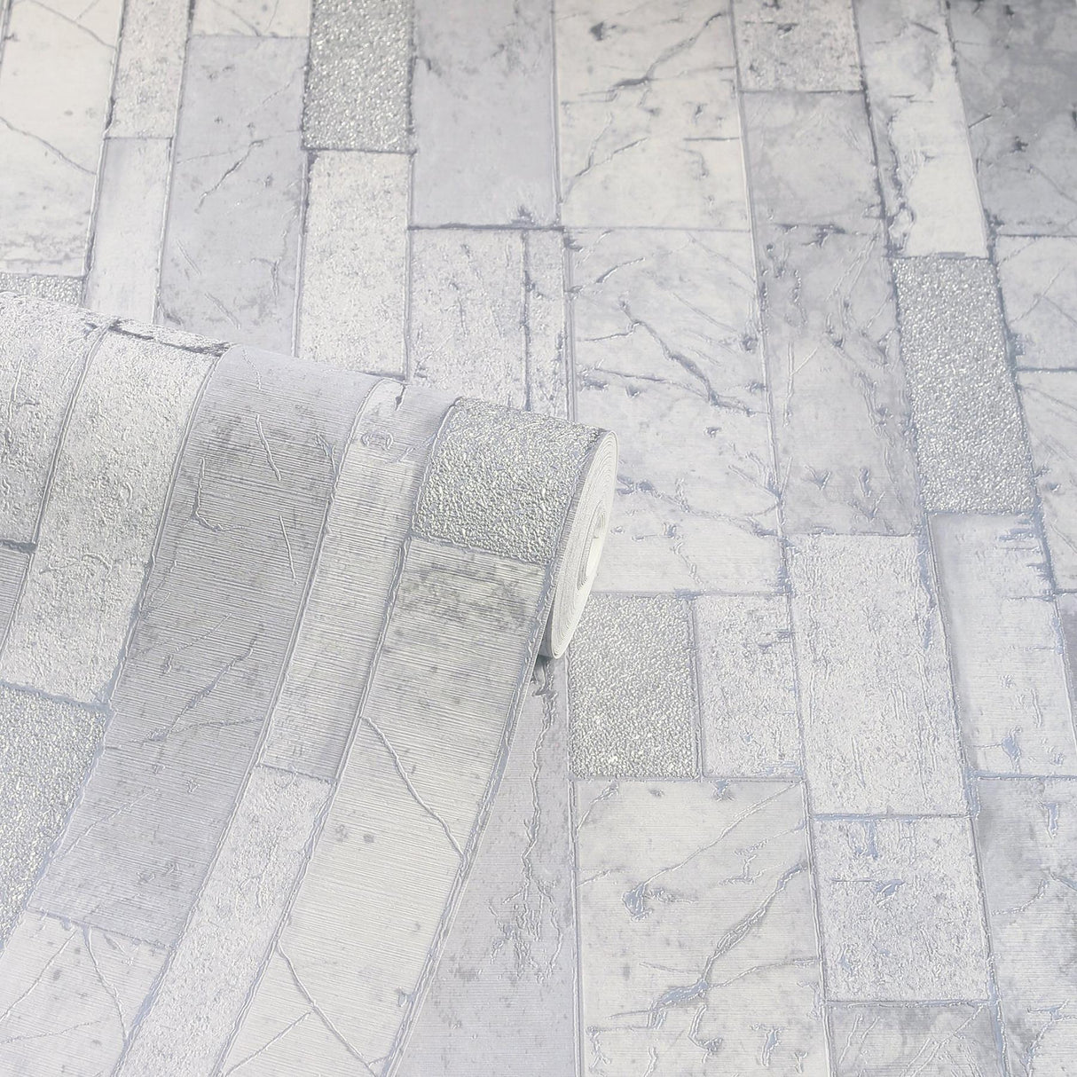 York Kintsugi Silver Geometric Wallpaper