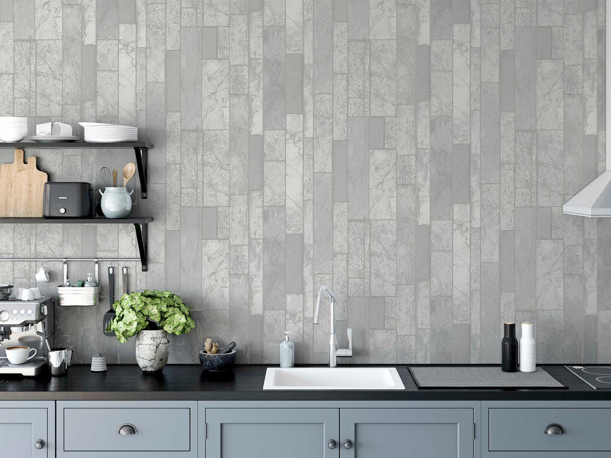 York Kintsugi Silver Geometric Wallpaper