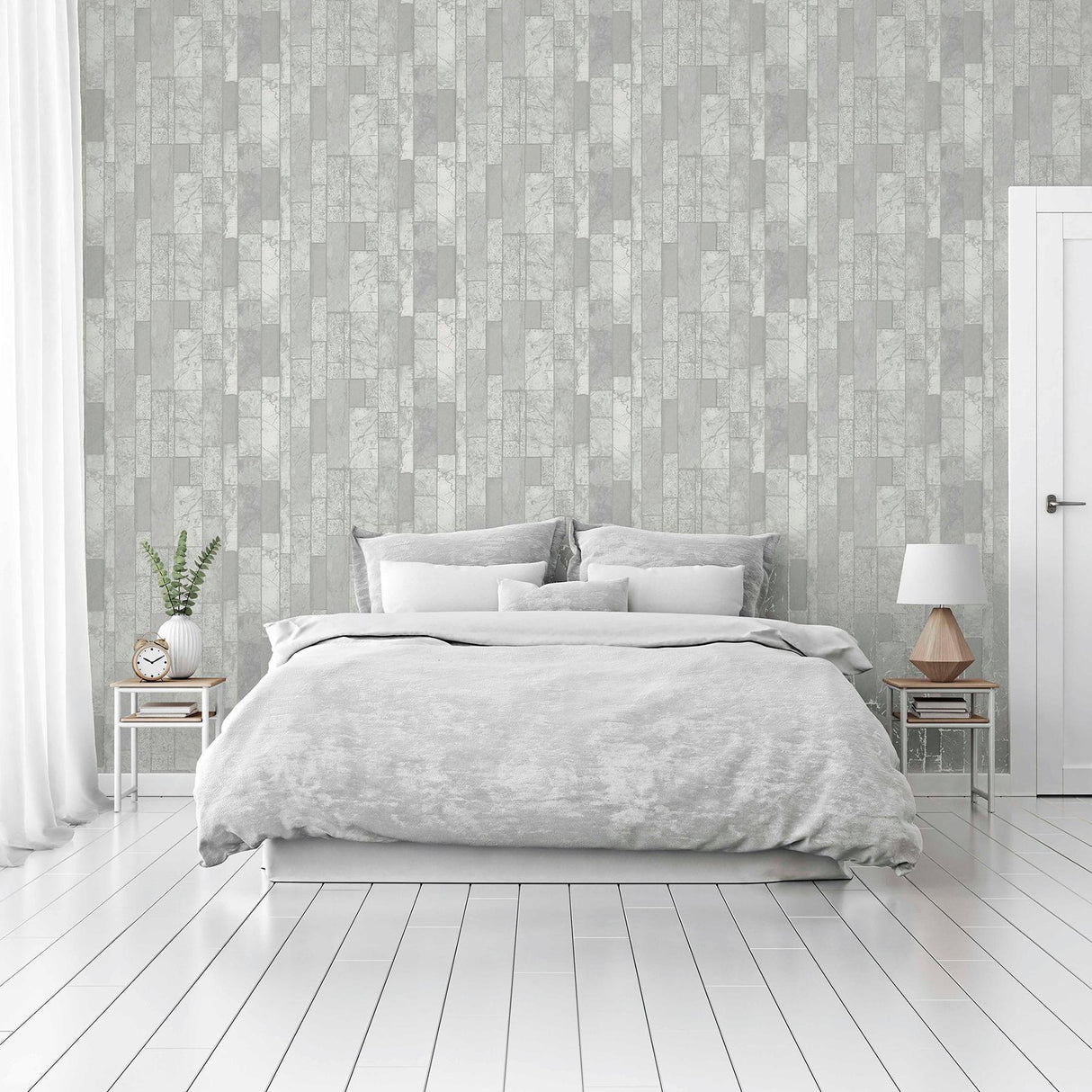 York Kintsugi Silver Geometric Wallpaper