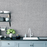 York Elfrida Grey Linen Wallpaper