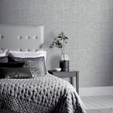 York Elfrida Grey Linen Wallpaper