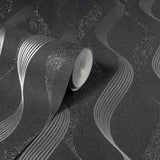 York Wilhelmina Black Ribbon Wallpaper