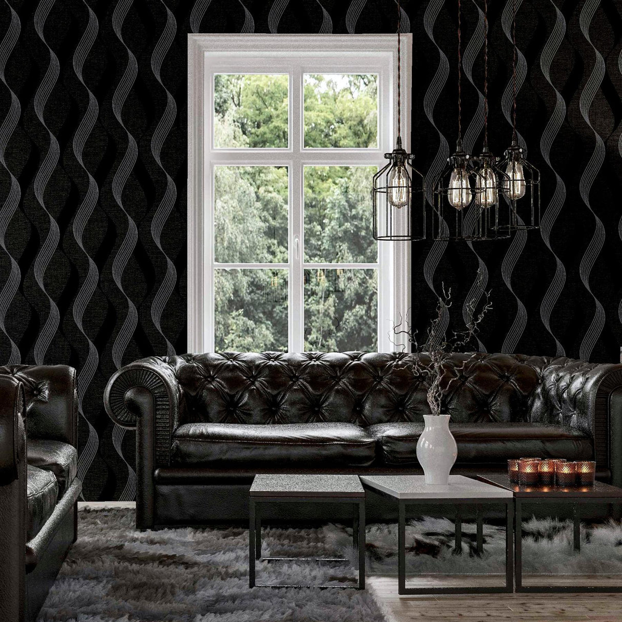 York Wilhelmina Black Ribbon Wallpaper