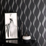 York Wilhelmina Black Ribbon Wallpaper