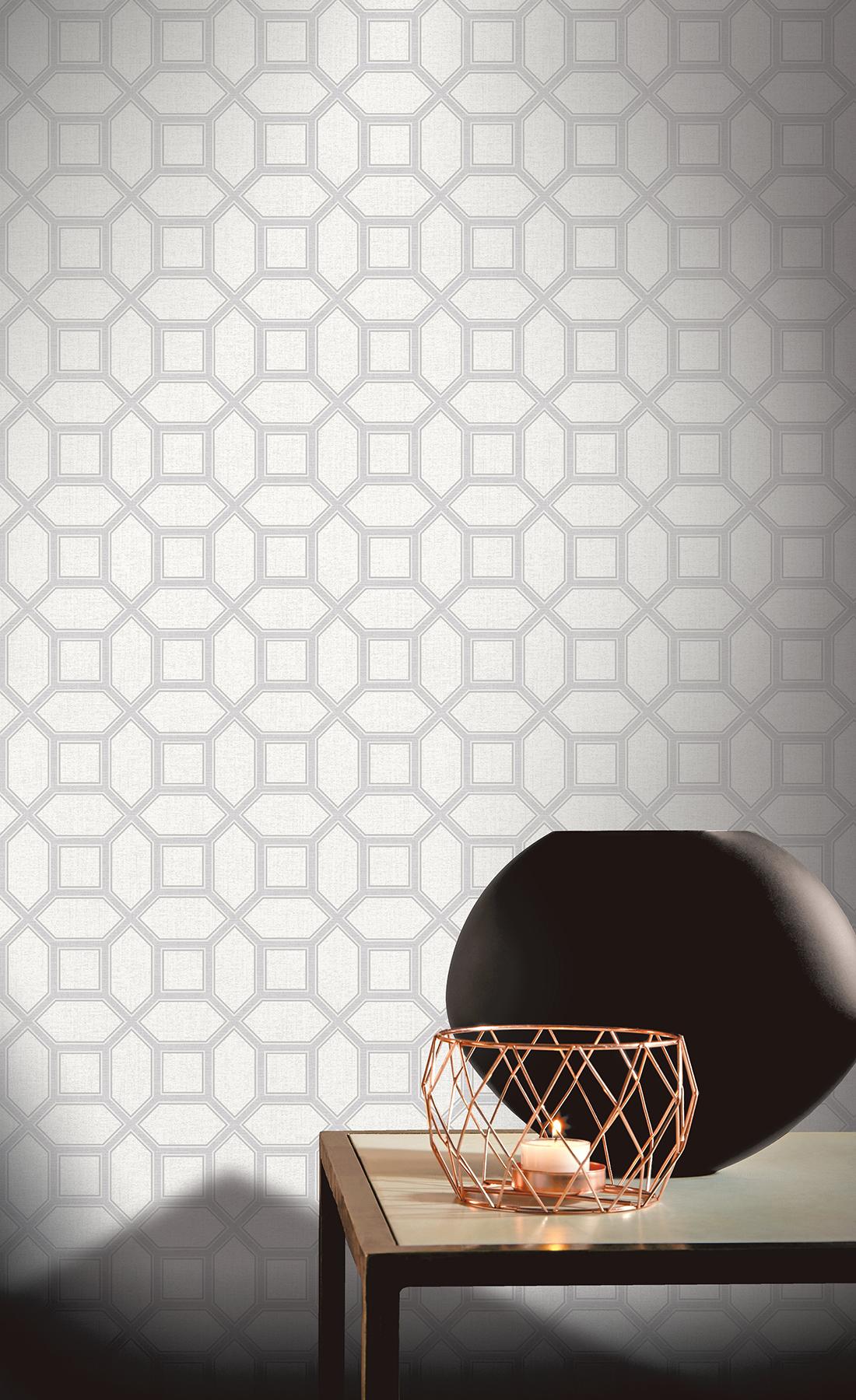 York Marjorie Silver Trellis Wallpaper