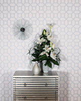 York Marjorie Silver Trellis Wallpaper