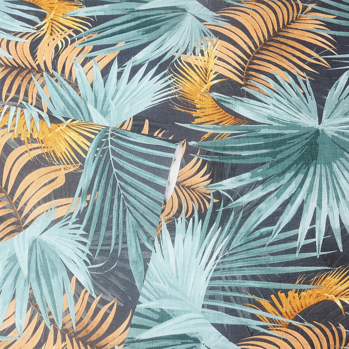 York Esau Teal Jungle Palms Wallpaper