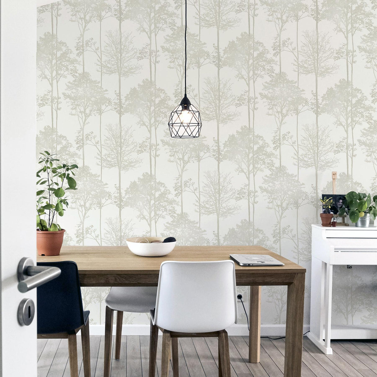 York Indra Neutral Forest Silhouette Wallpaper