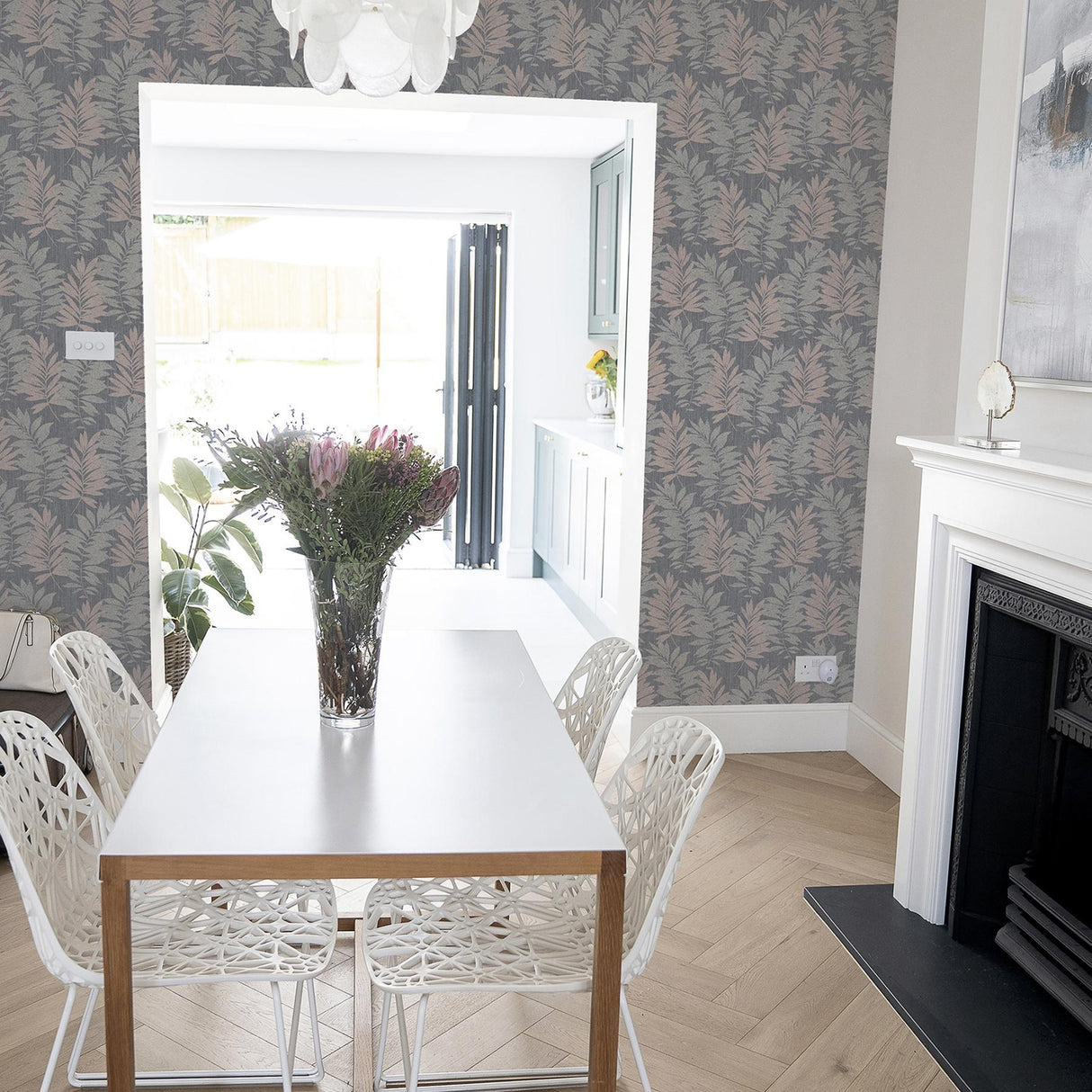 York Bernis Slate Palm Leaf Wallpaper