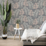York Bernis Slate Palm Leaf Wallpaper