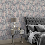 York Bernis Slate Palm Leaf Wallpaper