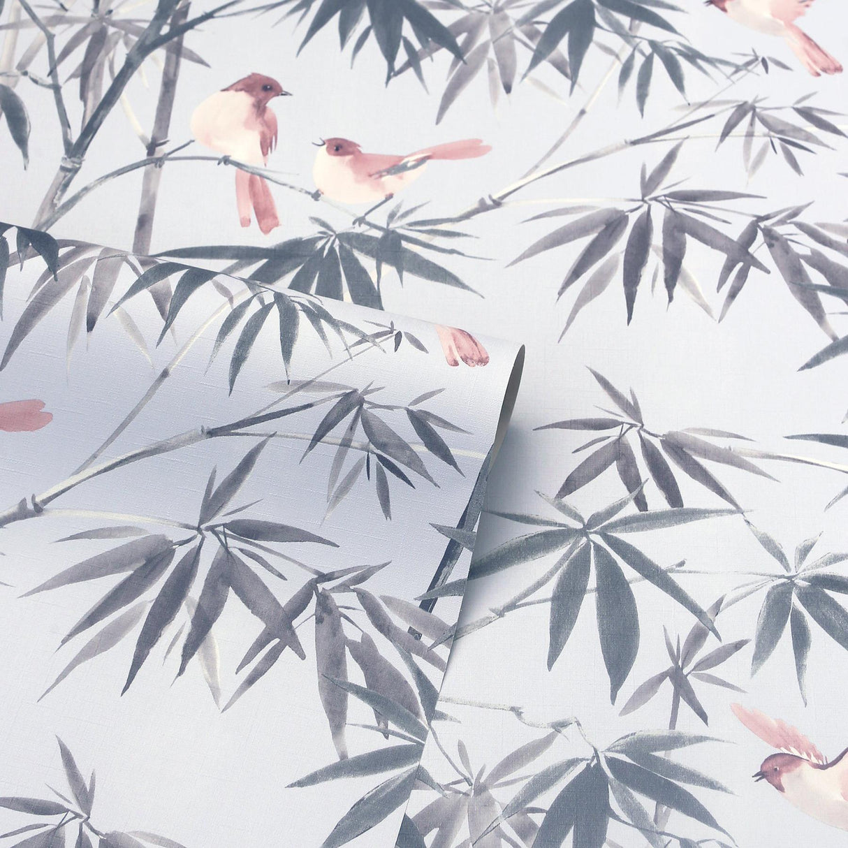 York Arisu Grey Birds and Bamboo Wallpaper