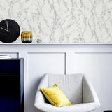 York Siward White Metallic Marble Wallpaper