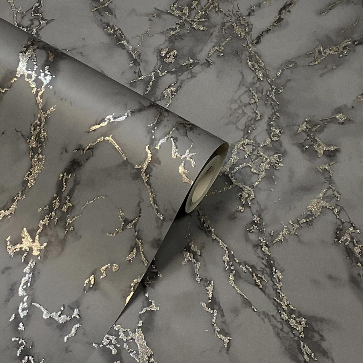 York Siward Charcoal Metallic Marble Wallpaper