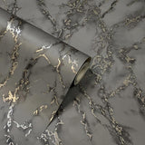 York Siward Charcoal Metallic Marble Wallpaper