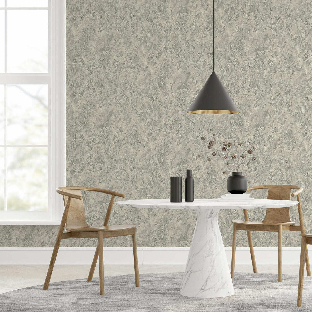 York Evonne Charcoal Marble Patina Wallpaper
