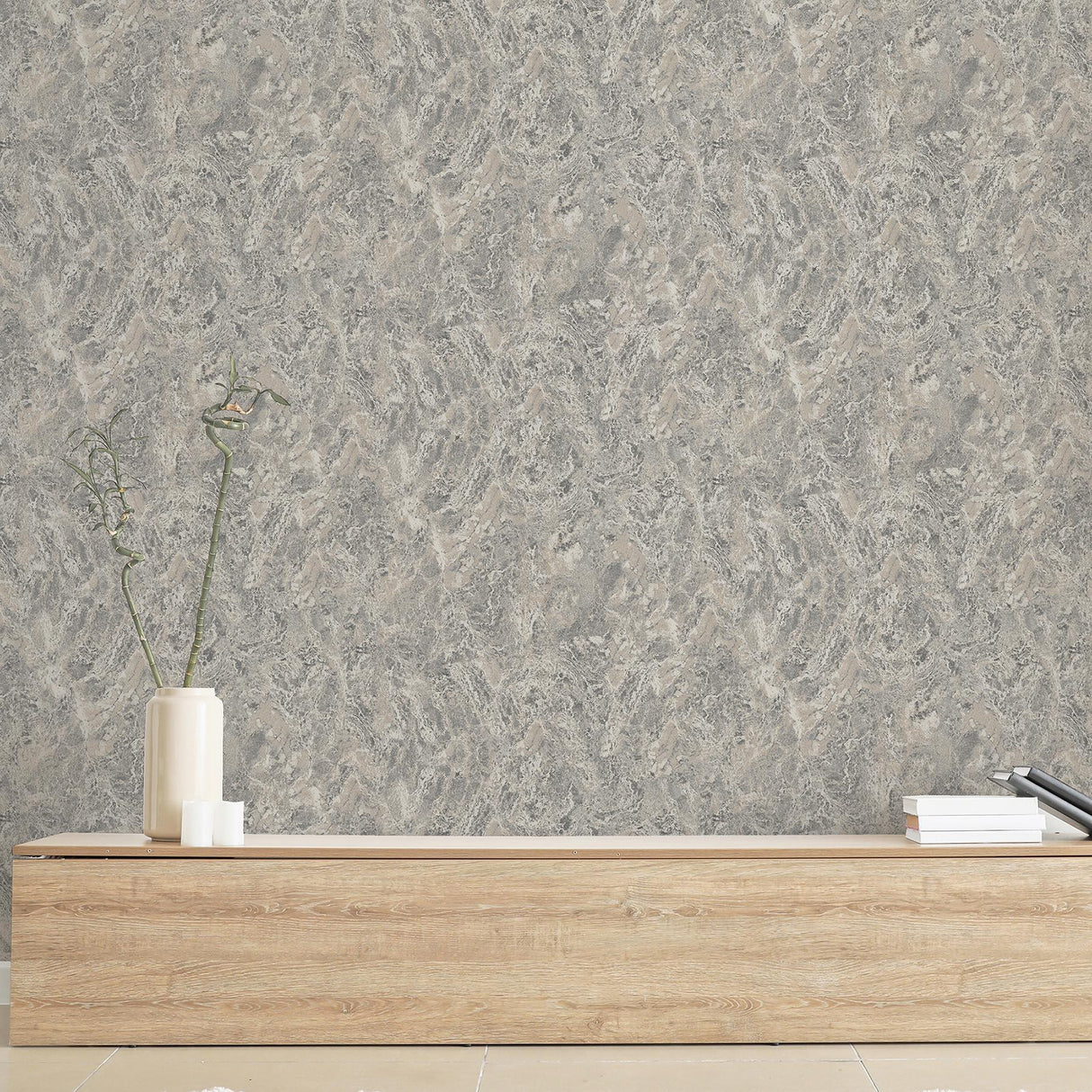 York Evonne Charcoal Marble Patina Wallpaper