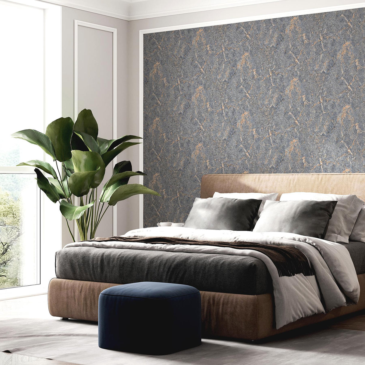 York Darcel Grey Granite Wallpaper