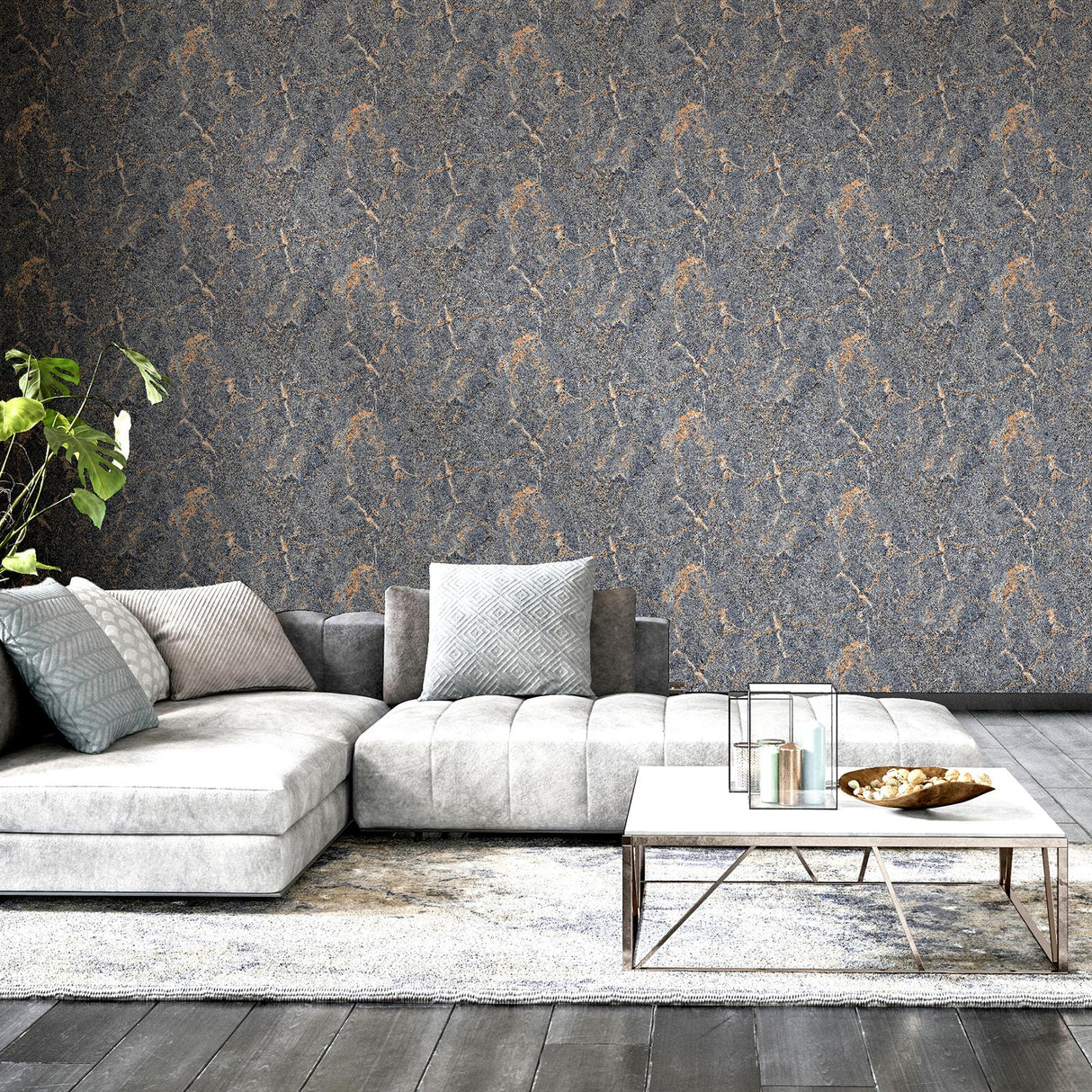 York Darcel Grey Granite Wallpaper