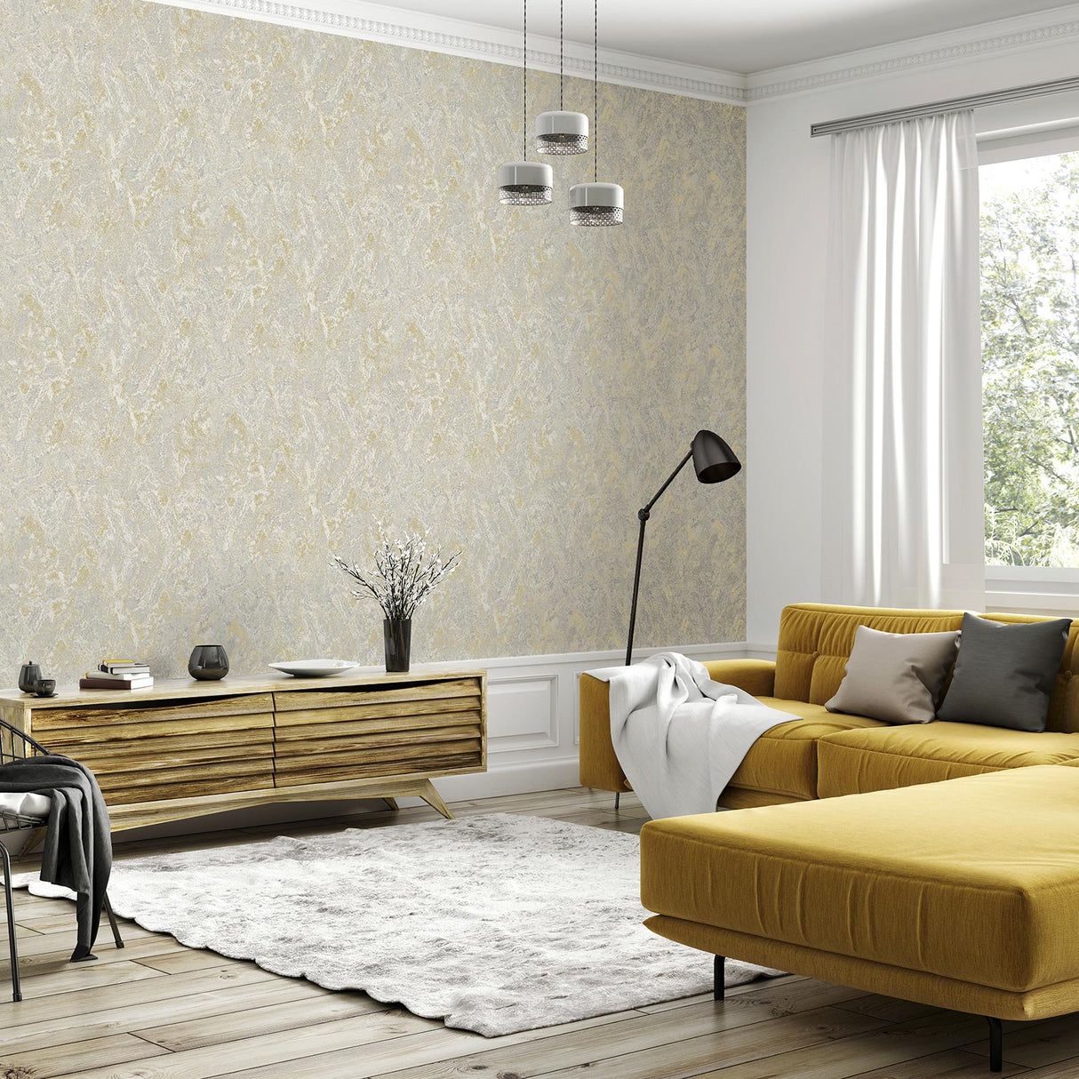 York Evonne Neutral Marble Patina Wallpaper