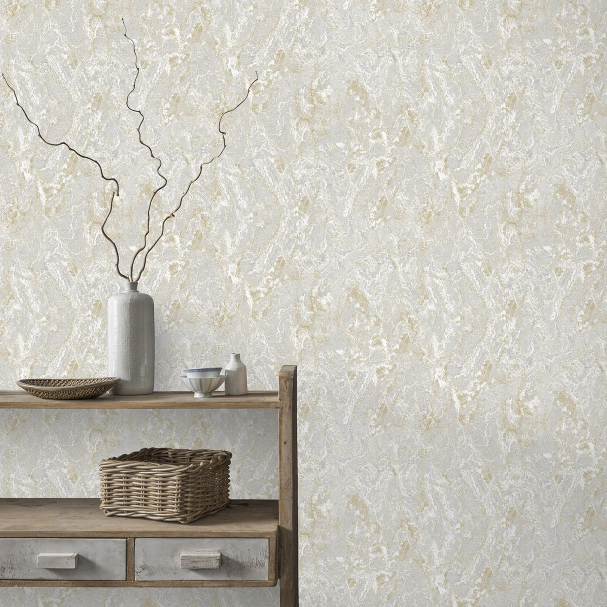 York Evonne Neutral Marble Patina Wallpaper