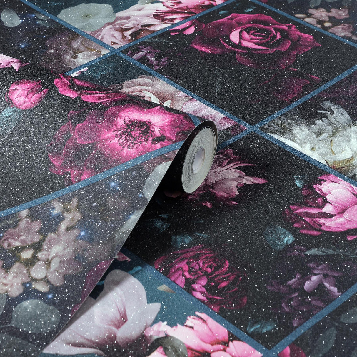 York Gianna Purple Floral Squares Wallpaper