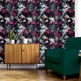 York Gianna Purple Floral Squares Wallpaper