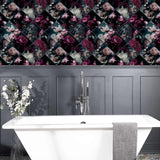 York Gianna Purple Floral Squares Wallpaper