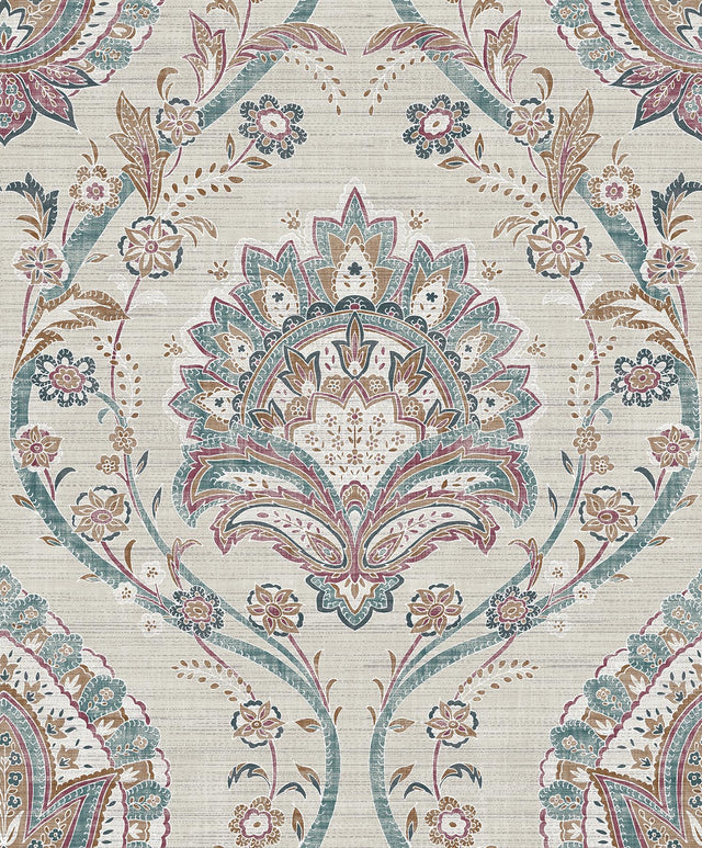 York Teigen Multicolor Floral Damask Wallpaper
