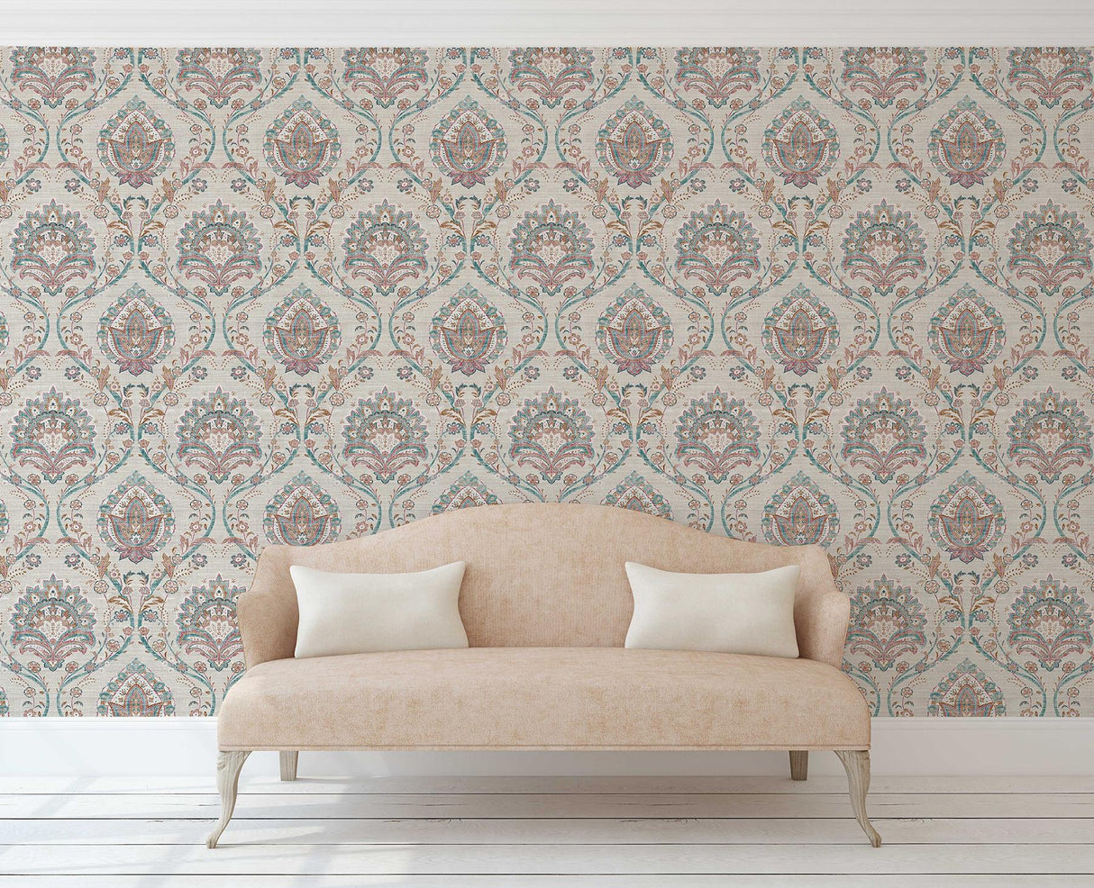 York Teigen Multicolor Floral Damask Wallpaper