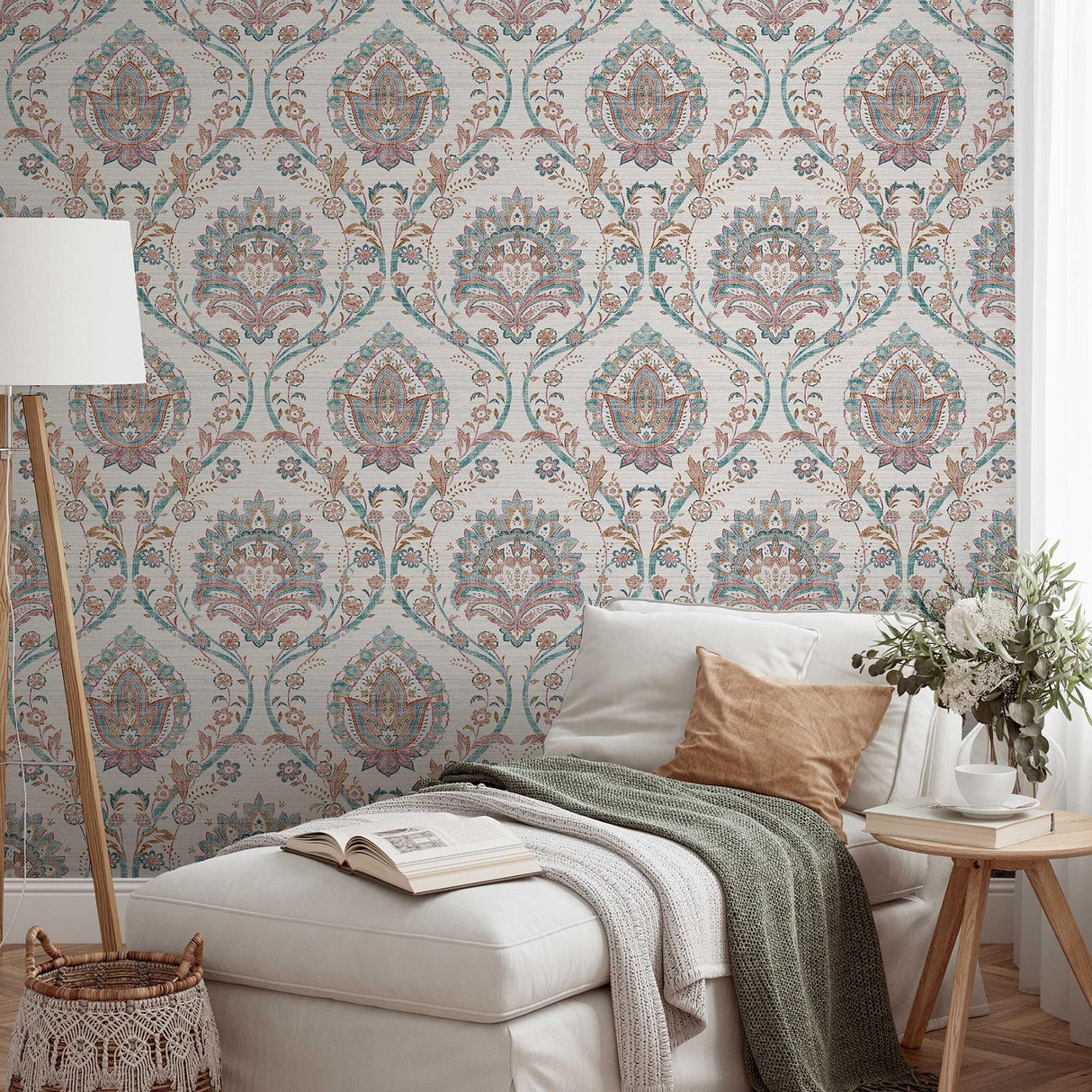 York Teigen Multicolor Floral Damask Wallpaper