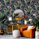 York Rudy Navy Pretty Polly Wallpaper