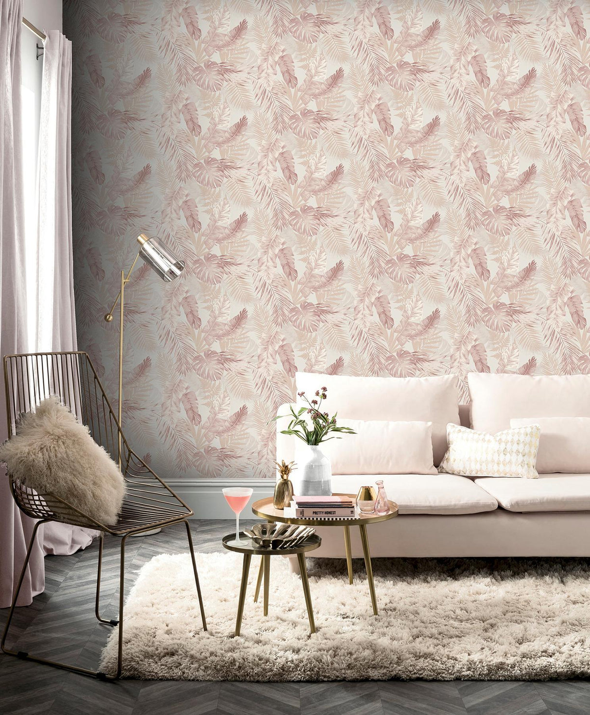 York Nell Blush Tropical Wallpaper