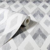 York Fitzgerald Grey Ikat Diamond Wallpaper