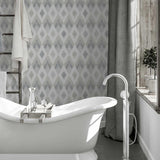 York Fitzgerald Grey Ikat Diamond Wallpaper