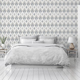York Fitzgerald Grey Ikat Diamond Wallpaper