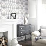 York Fitzgerald Grey Ikat Diamond Wallpaper