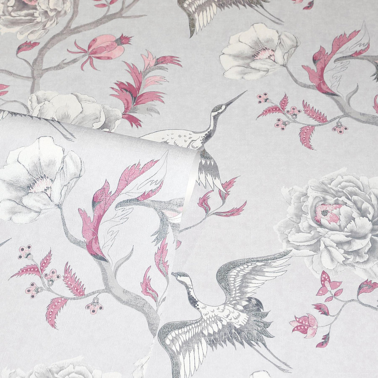 York Maggie Light Grey Cranes Wallpaper