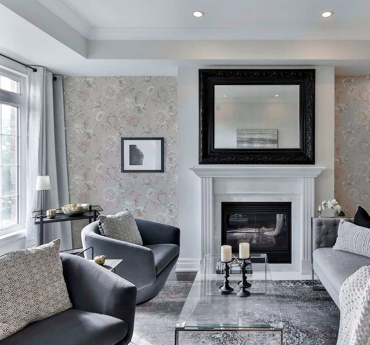 York Maggie Light Grey Cranes Wallpaper