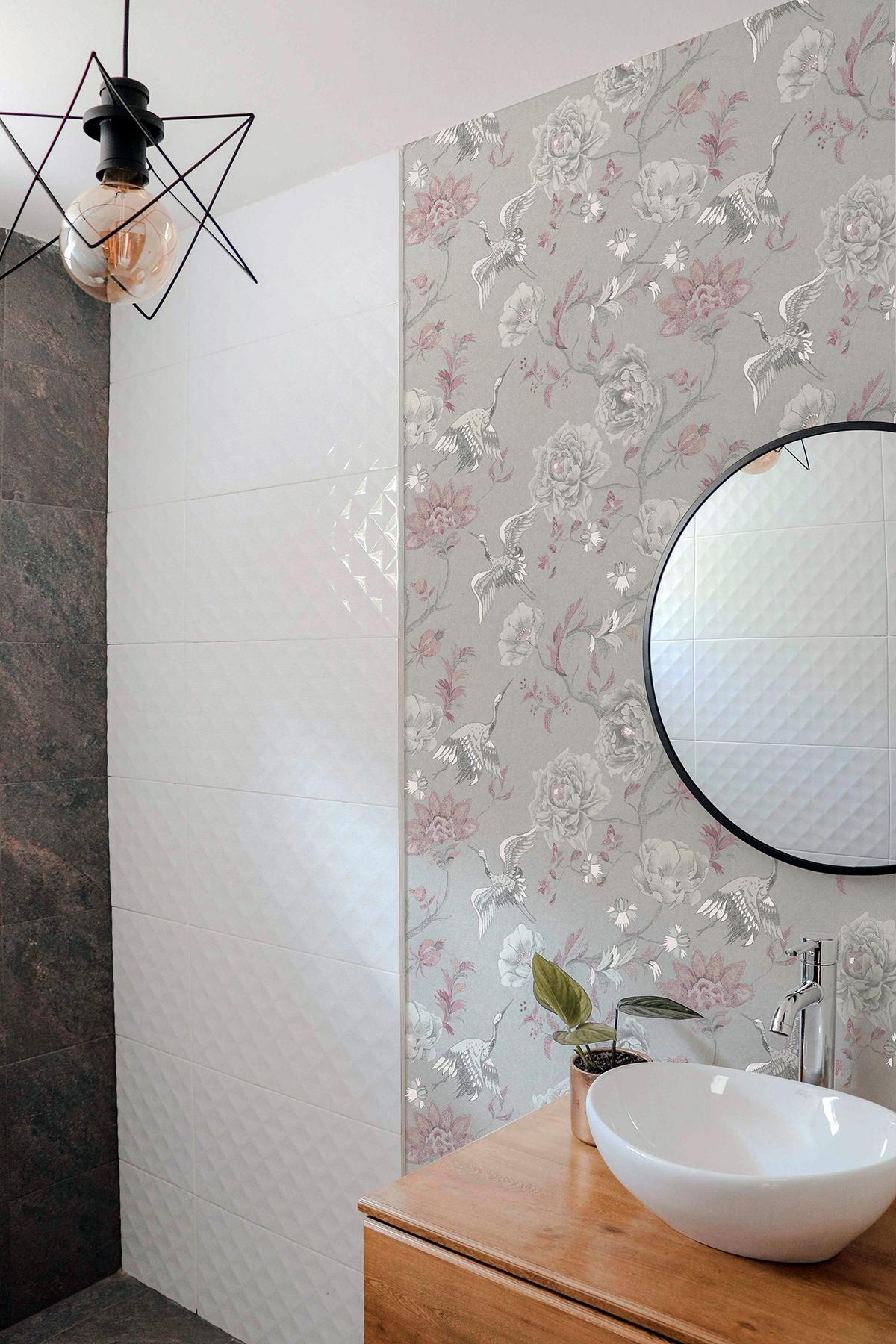 York Maggie Light Grey Cranes Wallpaper