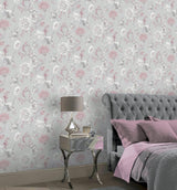 York Maggie Light Grey Cranes Wallpaper