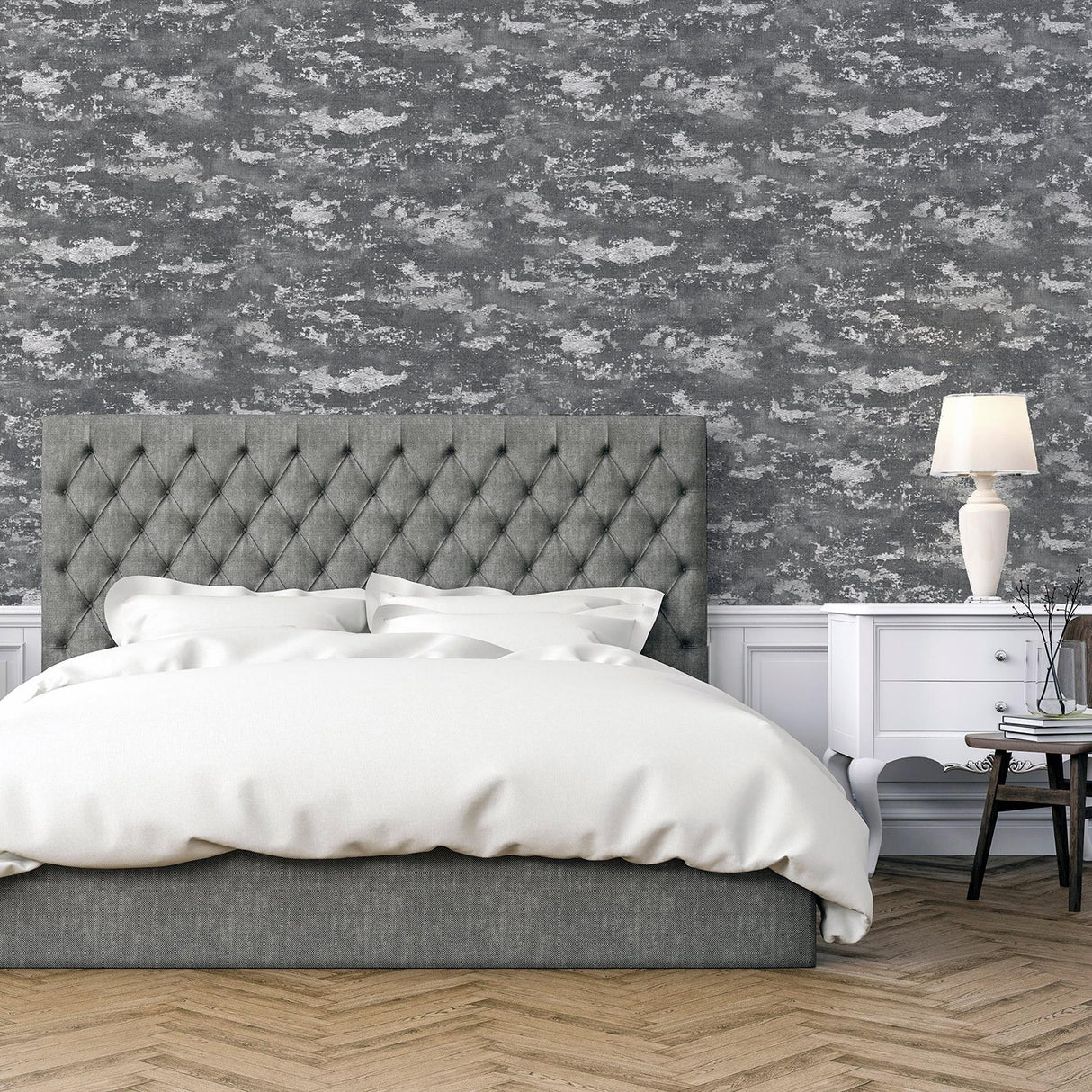 York Mercer Dark Grey Patina Wallpaper