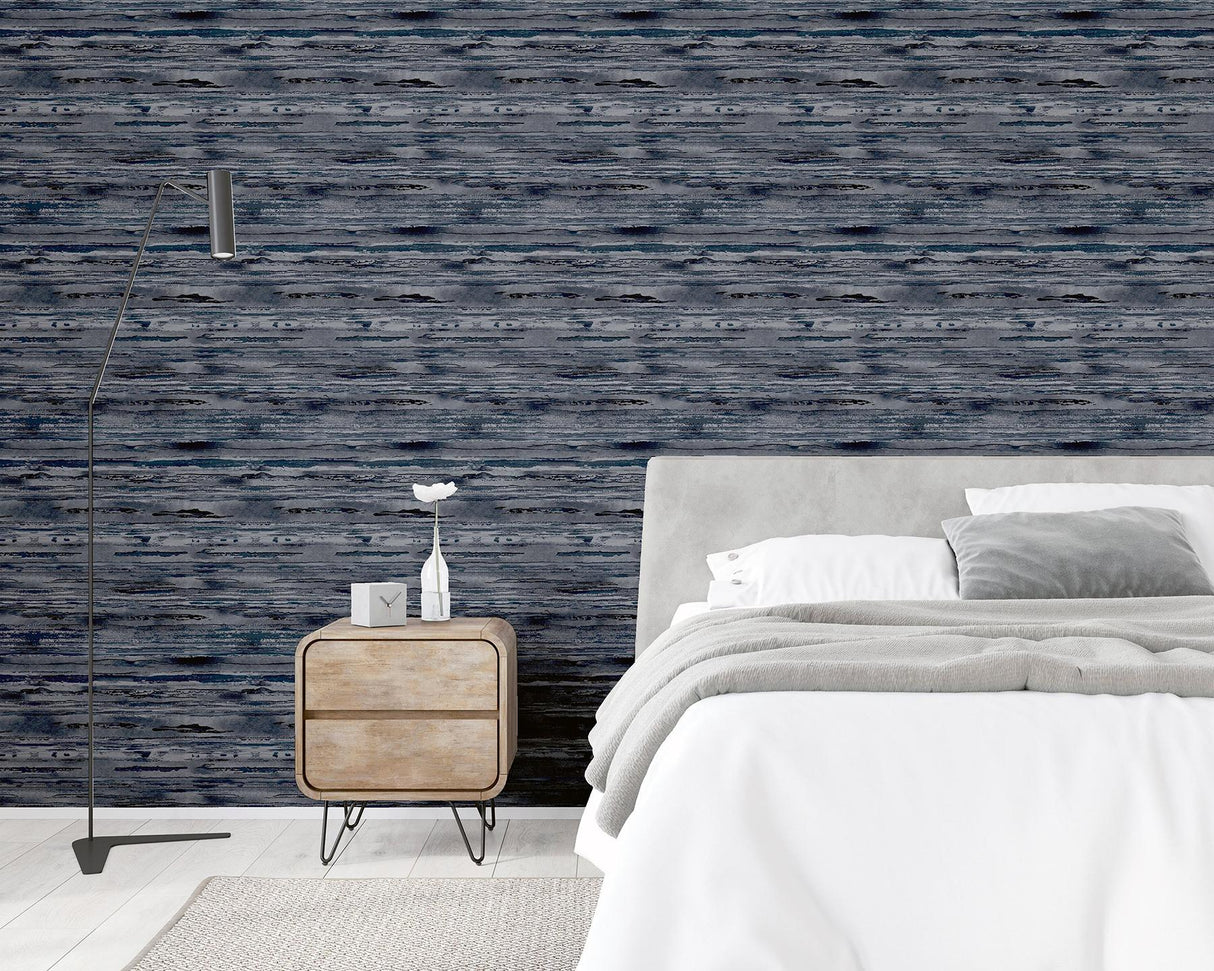 York Philomena Denim Striated Wallpaper