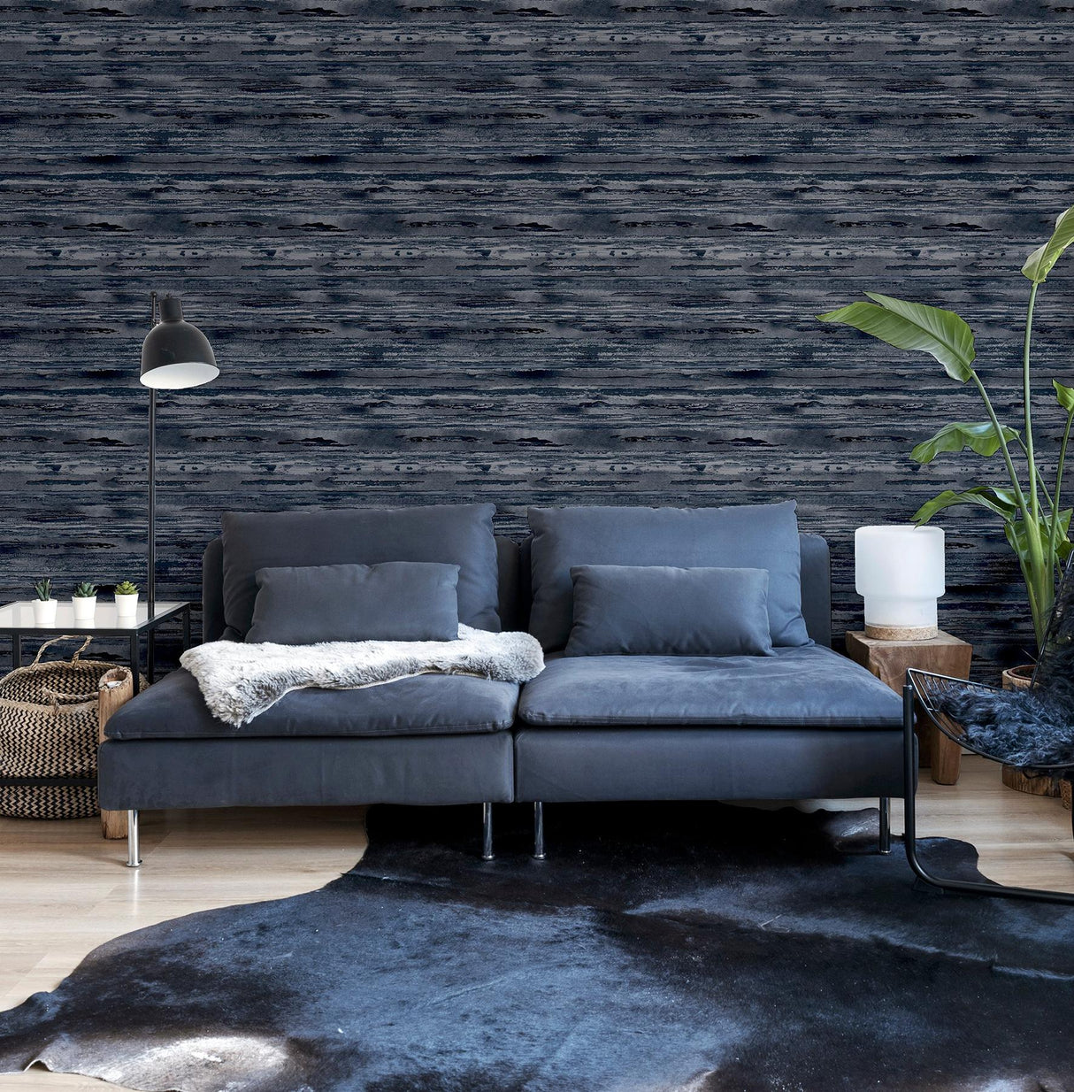 York Philomena Denim Striated Wallpaper